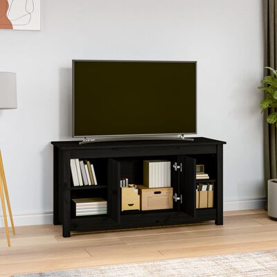 vidaXL TV Cabinet Black 103x36,5x52 cm Solid Wood Pine