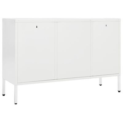 vidaXL Sideboard White 105x35x70 cm Steel and Tempered Glass