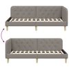 vidaXL Corner Bed Frame with Headboard Taupe 90 x 190 cm Fabric