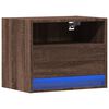 vidaXL Wall-mounted Bedside Cabinet with LED Lights Brown Oak