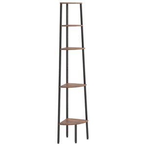 vidaXL 5-Tier Corner Shelf Dark Brown and Black 45.5x31.5x180 cm