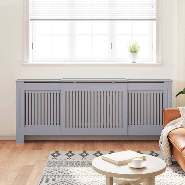 vidaXL Radiator Cover 2 pcs Grey 205 x 20.5 x 81.5cm Engineered Wood