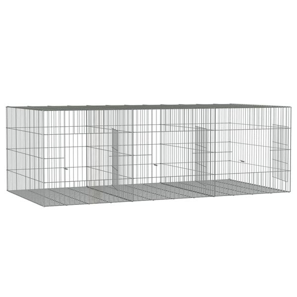vidaXL 3-Panel Rabbit Cage 163x79x54 cm Galvanised Iron