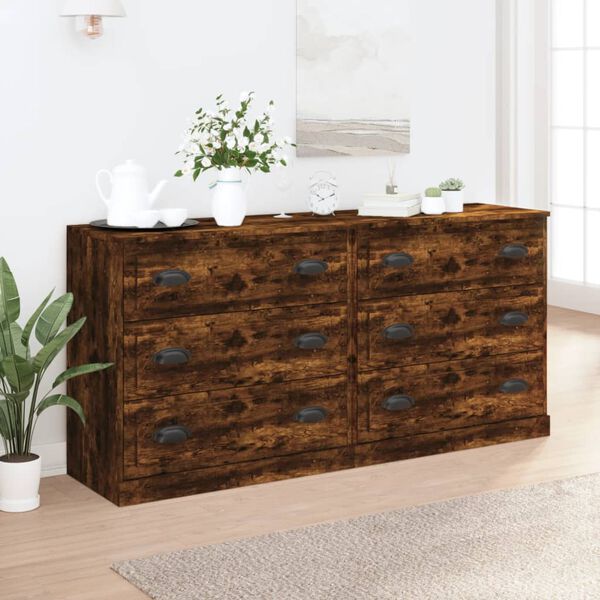 vidaXL Sideboards 2 pcs Smoked Oak Engineered Wood