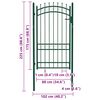 vidaXL Fence Gate with Spikes Steel 100x175 cm Green