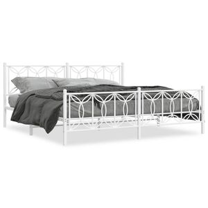 vidaXL Metal Bed Frame without Mattress with Footboard White 193x203cm
