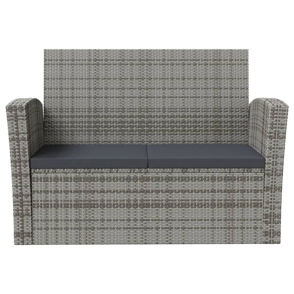 vidaXL 8 Piece Garden Lounge Set with Cushions Poly Rattan Grey