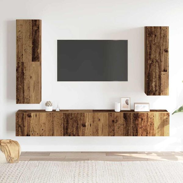 vidaXL 4 Piece TV Cabinet Set Wall-mounted Old Wood Engineered Wood