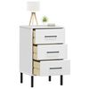 vidaXL Bedside Cabinet with Metal Legs White Solid Wood Pine OSLO
