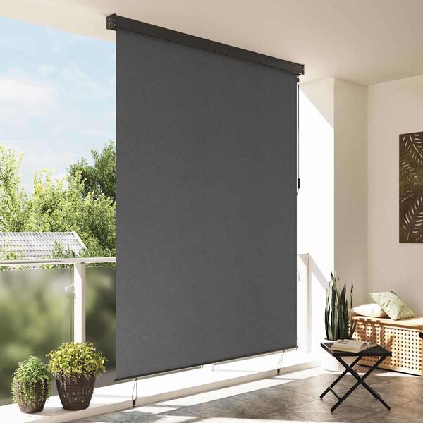 vidaXL Outdoor Roller Blind Striped Anthracite 200 x 250 cm Fabric