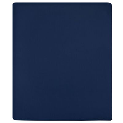 vidaXL Jersey Fitted Sheets 2 pcs Navy Blue 140x200 cm Cotton