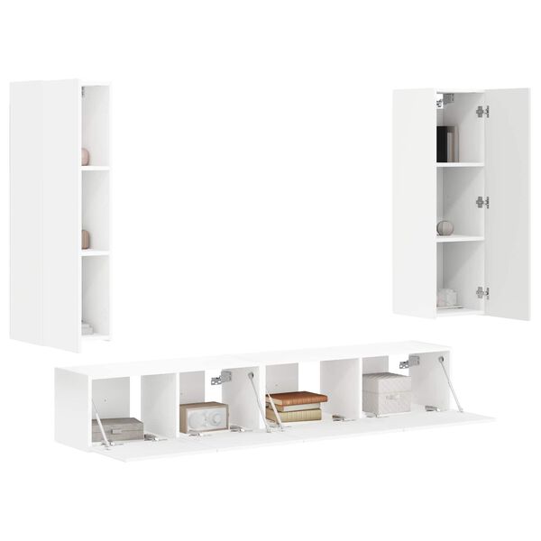 vidaXL TV Cabinet Set Wall-mounted 3 pcs White Engineered Wood