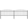 vidaXL Garden Fence with Spear Top Steel (0.5-0.75)x3.4 m Black