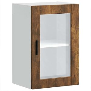 vidaXL Kitchen Wall Cabinet with Glass Door "Porto" Smoked Oak