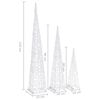 vidaXL Acrylic Decorative LED Light Cone Set Cold White 60/90/120cm