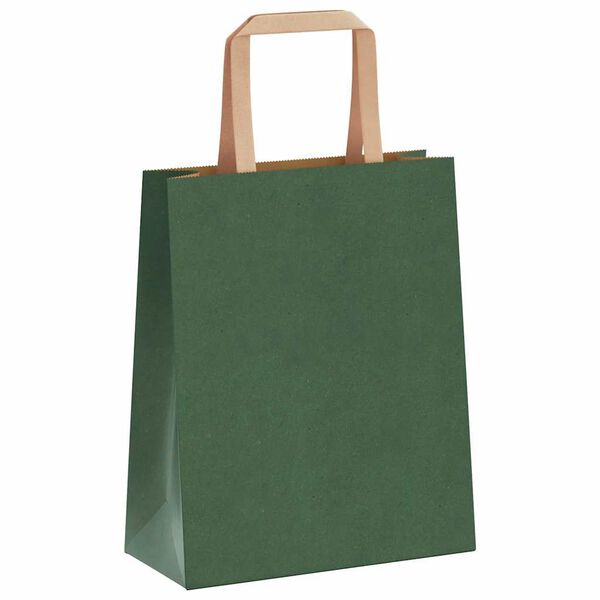 vidaXL Paper Bags 250 pcs with Handles Green 18x8x22 cm