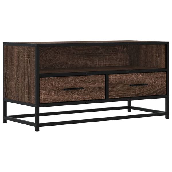 vidaXL TV Cabinet Brown Oak 80x34.5x40 cm Engineered Wood and Metal