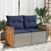 vidaXL Garden Sofa with Cushions 2-Seater Grey Poly Rattan