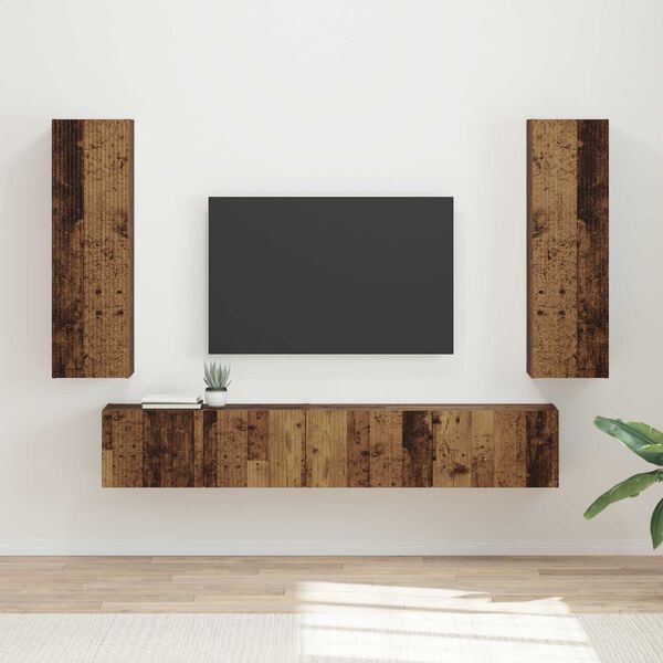 vidaXL TV Cabinet Set Wall-mounted 3 pcs Old Wood Engineered Wood