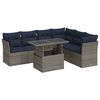 vidaXL 7 Piece Garden Sofa Set with Cushions Black Poly Rattan Acacia