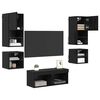 vidaXL TV Wall Units 8 pcs Black Oak Engineered Wood