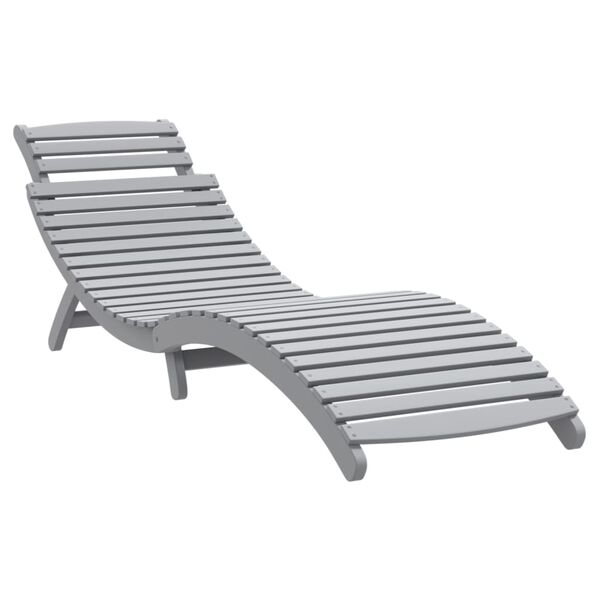 vidaXL Sun Lounger Grey 184x55x64 cm Solid Wood Acacia