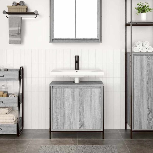 vidaXL Bathroom Basin Cabinet Grey Sonoma 60x34.5x60 cm