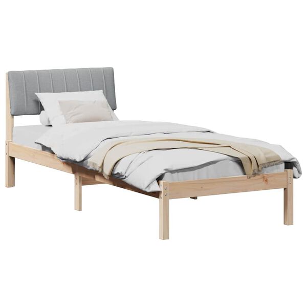 vidaXL Bed frame Brown and light grey 80 x 200 cm Solid pine wood