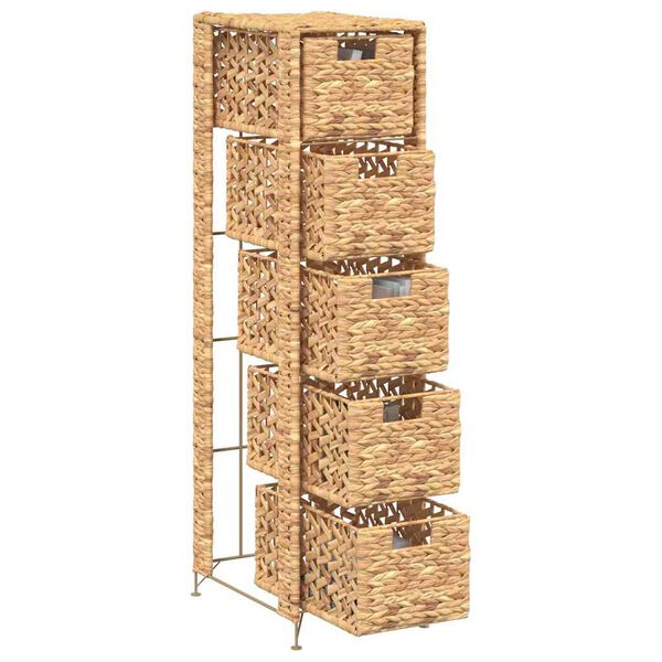 vidaXL Storage Unit with 5 Baskets 25.5x37x100 cm Water Hyacinth