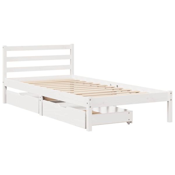 vidaXL Bed Frame without Mattress White 100x200 cm Solid Wood Pine