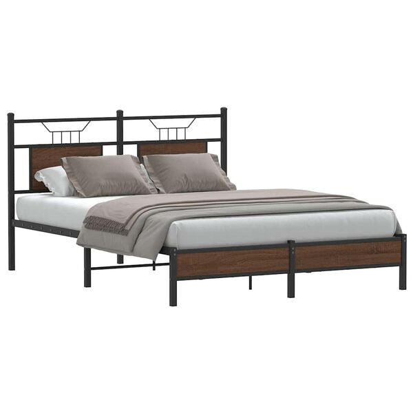 vidaXL Bed Frame without Mattress Brown Oak 150x200 cm King Size Engineered Wood