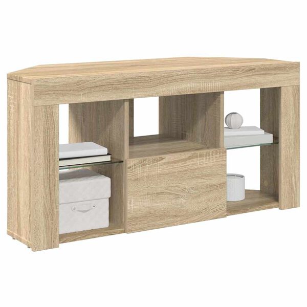 vidaXL Corner LED TV Cabinet Wall-mounted Sonoma Oak 100 x 40 x 50 cm
