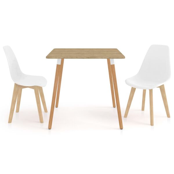 vidaXL 3 Piece Dining Set White