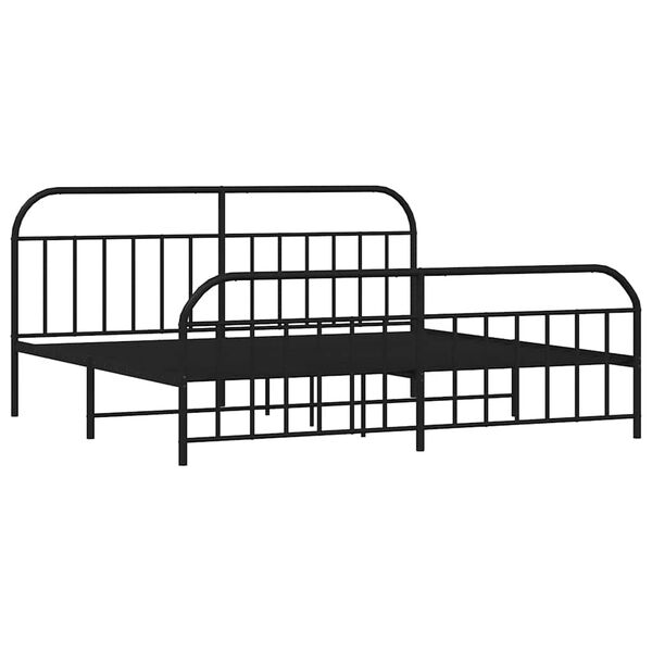 vidaXL Metal Bed Frame without Mattress with Footboard Black 200x200cm