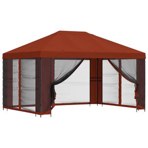vidaXL Gazebo with Sidewalls 4 x 3 m Terracotta Polyester and Steel