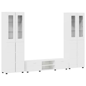 vidaXL TV Cabinet Set FLORIN High Gloss White Engineered Wood