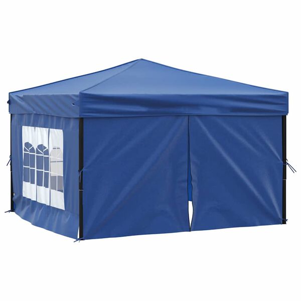 vidaXL Folding Party Tent with Sidewalls Blue 3x3 m