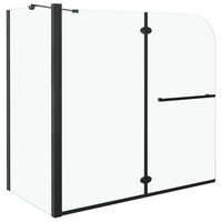 vidaXL Bi-Folding Shower Enclosure ESG 120x68x130 cm Black