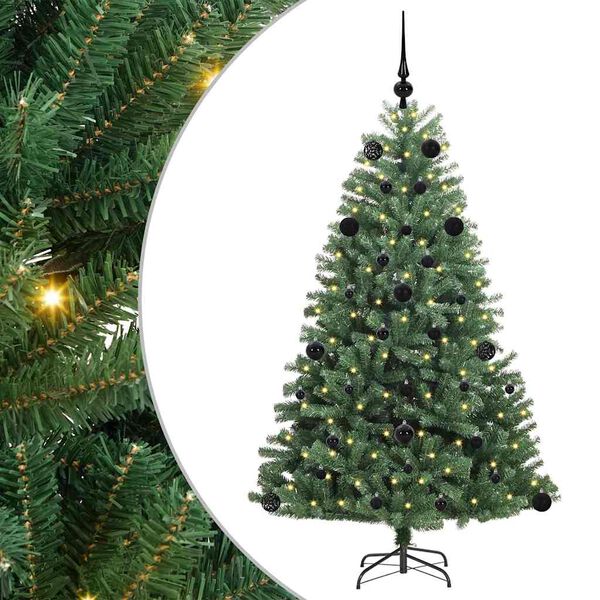 vidaXL Artificial Hinged Christmas Tree Green 150 cm PVC and Metal