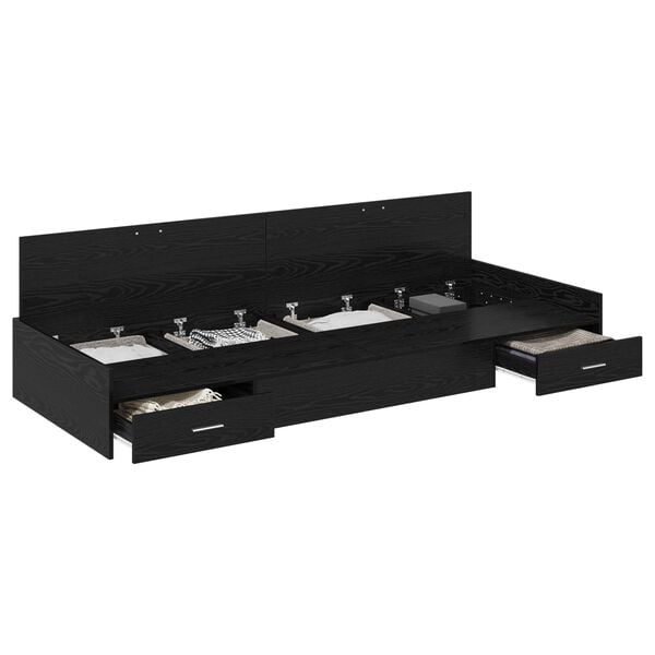 vidaXL Bed Frame with Headboard Black Oak 100 x 200 cm Engineered Wood