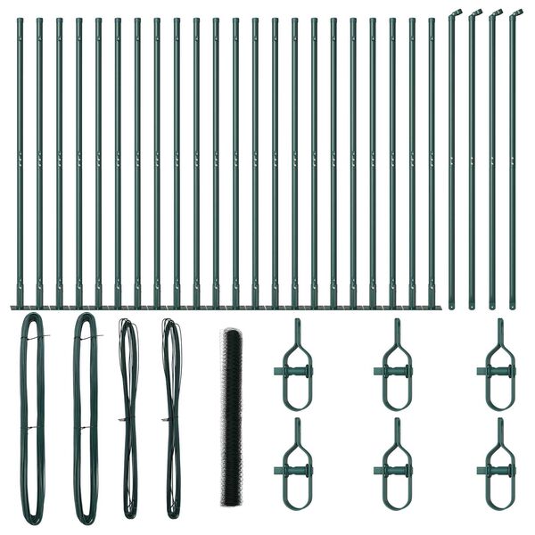 vidaXL Fence Post Green 50 x 1.6 m (36 mm mesh) Steel and PVC