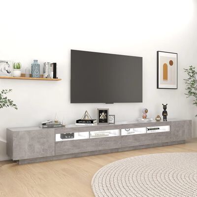 vidaXL TV Cabinet with LED Lights Concrete Grey 300x35x40 cm