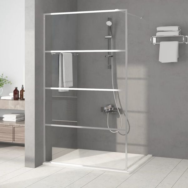 vidaXL Walk-in Shower Wall Silver 115x195 cm Clear ESG Glass