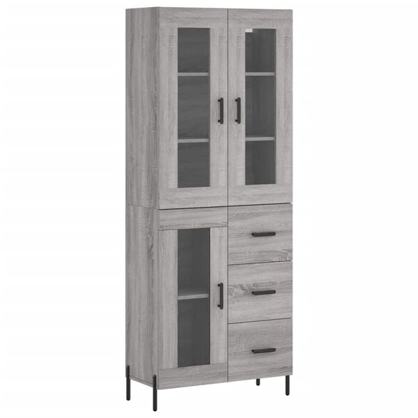 vidaXL Highboard Grey Sonoma 69.5x34x180 cm Engineered Wood