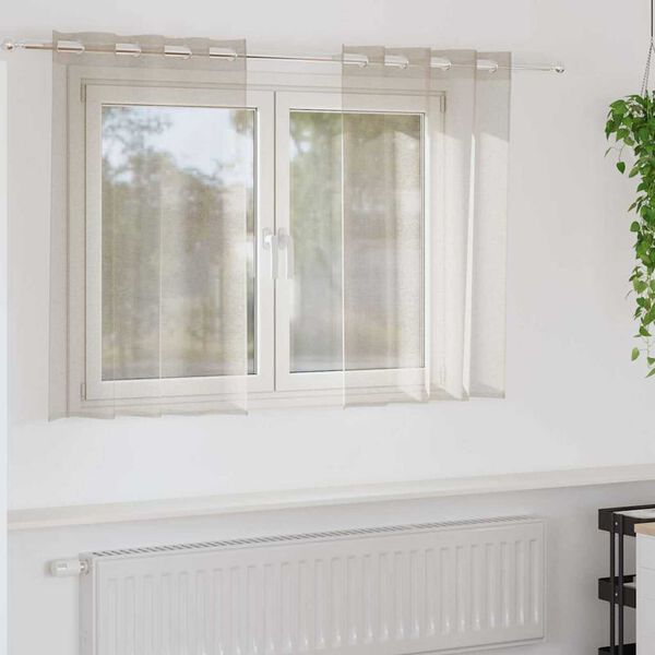 vidaXL Voile Curtain with Curtains 2 pcs Sand 140 x 140 cm Polyester