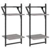 vidaXL 2-Tier Wall Shelves with Bars 2 pcs Grey Sonoma 30x25x65 cm