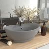 vidaXL Luxury Basin Overflow Oval Matt Light Grey 58.5x39 cm Ceramic