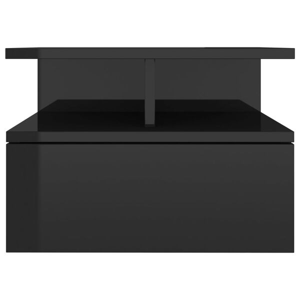 vidaXL Floating Nightstand High Gloss Black 40x31x27 cm Engineered Wood