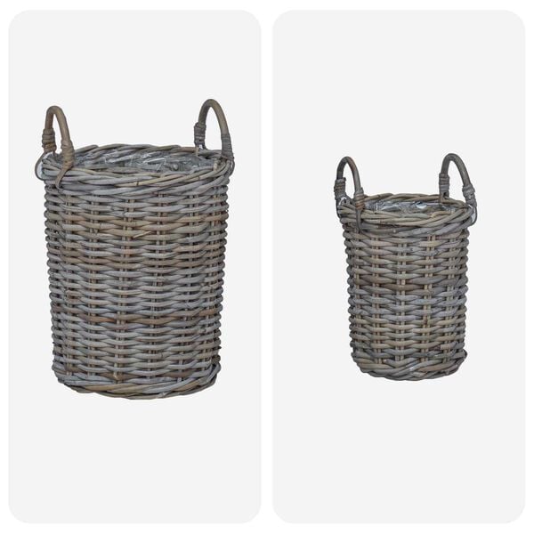 vidaXL Planter Basket with Storage 2 pcs Grey