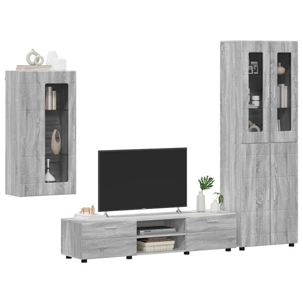 vidaXL TV Cabinet Set with Drawer FLORIN Grey Sonoma Engineered Wood